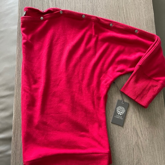 Vince Camuto Red Crew Neck Sweater with Pearl - Detail Size L - Picture 5 of 12